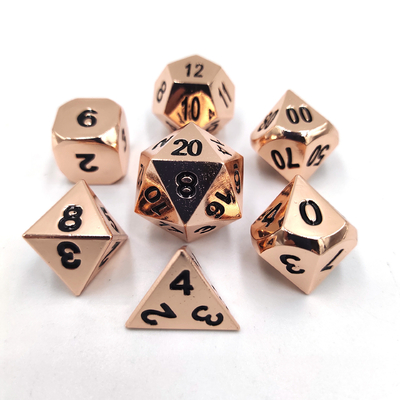 Champagne Colore Oro Metallo Dici poliedrici Set di dadi per gioco da scrivania