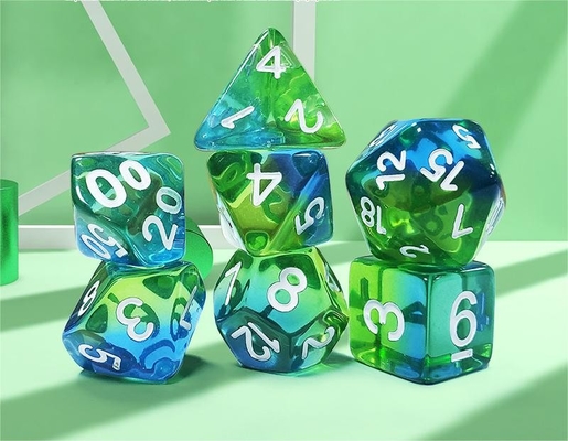 Menta verde cristallo resina naturale multi-faccettato gioco da tavolo dadi set Dragon and Dungeon