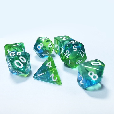 Menta verde cristallo resina naturale multi-faccettato gioco da tavolo dadi set Dragon and Dungeon