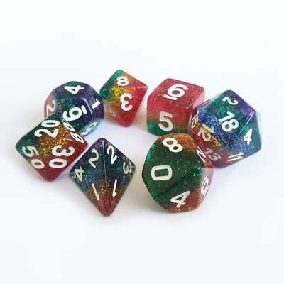 Shin Golden Powder Rainbow Resin Boarding Dice Set Dragone e Dungeon