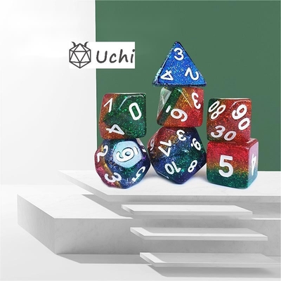 Shin Golden Powder Rainbow Resin Boarding Dice Set Dragone e Dungeon