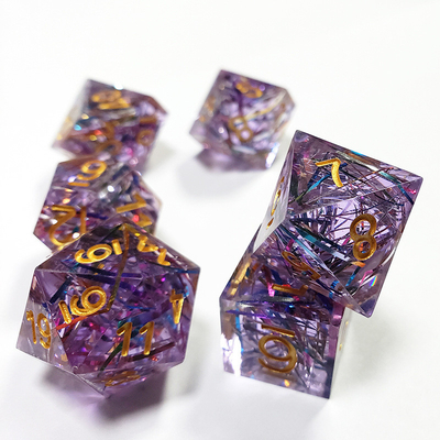 Strisce di colore viola Resina Boarding Dice Set Dragone e Dungeon