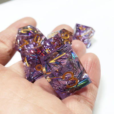 Strisce di colore viola Resina Boarding Dice Set Dragone e Dungeon