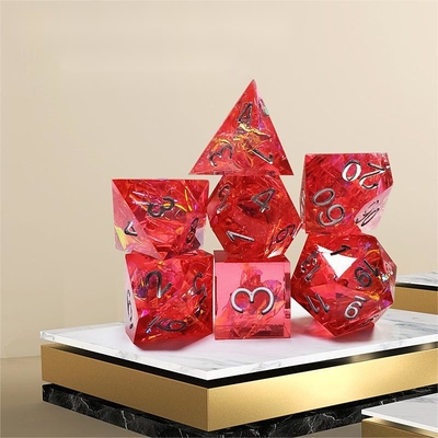 Resina rossa fantasma e foglio d'oro Resina Boarding Dice Set Dragone e Dungeon