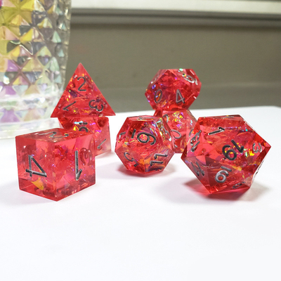 Resina rossa fantasma e foglio d'oro Resina Boarding Dice Set Dragone e Dungeon