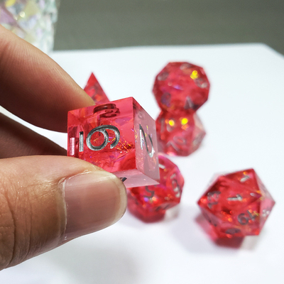 Resina rossa fantasma e foglio d'oro Resina Boarding Dice Set Dragone e Dungeon