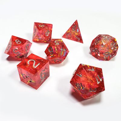Resina rossa fantasma e foglio d'oro Resina Boarding Dice Set Dragone e Dungeon