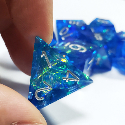 Blue Ocean Heart Crystal Resin Boarding Dice Set Dragone e Dungeon