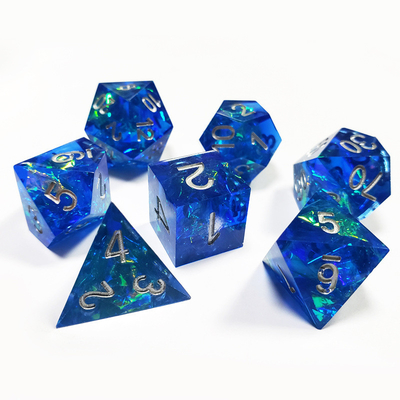 Blue Ocean Heart Crystal Resin Boarding Dice Set Dragone e Dungeon