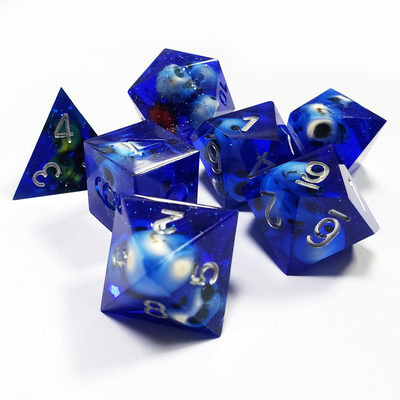 Blue Crystal Skull Resin Boarding Dice Set Dragone e Dungeon
