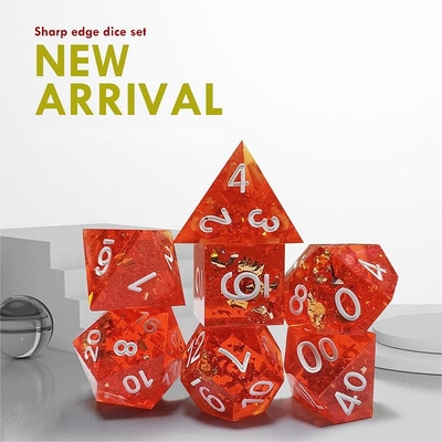 Pixel Pomegranate Rosso Cristallo Resina Di Dado Set Dnd Dado