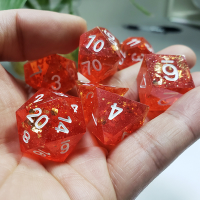 Pixel Pomegranate Rosso Cristallo Resina Di Dado Set Dnd Dado