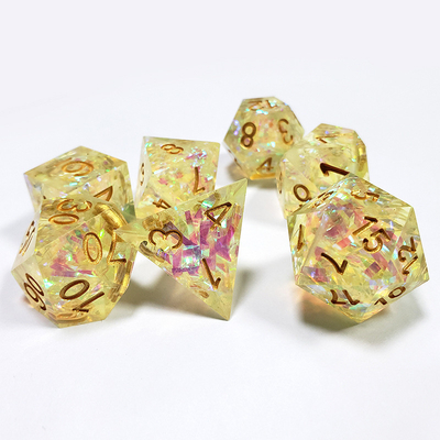 Giallo Cristallo Color Band Resina Boarding Dice Set Dnd Dice