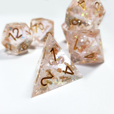 Fantasma cristallo colorato trasparente Resina Boarding Dice Set dnd dadi
