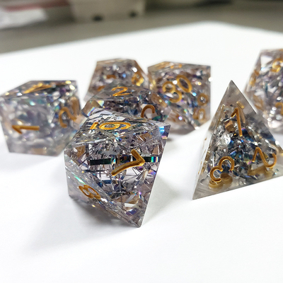 Banda di colore cristallino trasparente Resina Boarding Dice Set dnd dice