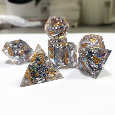 Banda di colore cristallino trasparente Resina Boarding Dice Set dnd dice