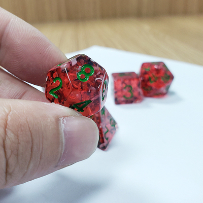 Pomigranata rossa Sequins Resina Boarding Dice Set e dadi