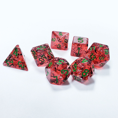 Pomigranata rossa Sequins Resina Boarding Dice Set e dadi