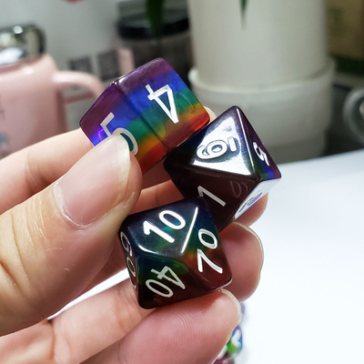 Rainbow Crystal Resin Boarding Dice Set e dadi