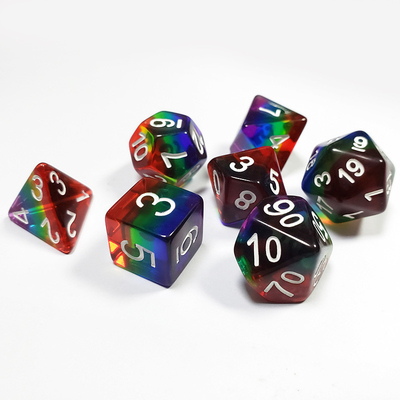 Rainbow Crystal Resin Boarding Dice Set e dadi