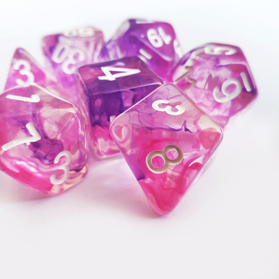 Colore rosa viola cielo stellato Resina Boarding Dice Set dnd dadi