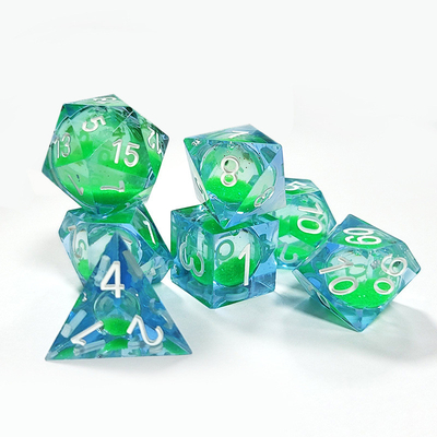 Sabbia fluente liquida verde Resina multi-noodle tablet gioco di dadi set dnd dadi