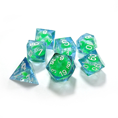 Sabbia fluente liquida verde Resina multi-noodle tablet gioco di dadi set dnd dadi
