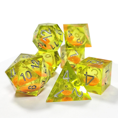 Orange Flowing Sand Giallo Cristallo Resina Dnd Dice Sharp Edge Fantasy