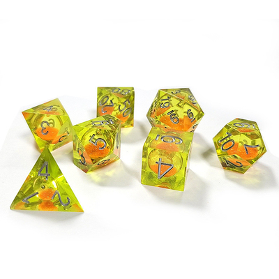 Orange Flowing Sand Giallo Cristallo Resina Dnd Dice Sharp Edge Fantasy