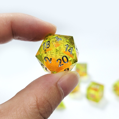 Orange Flowing Sand Giallo Cristallo Resina Dnd Dice Sharp Edge Fantasy
