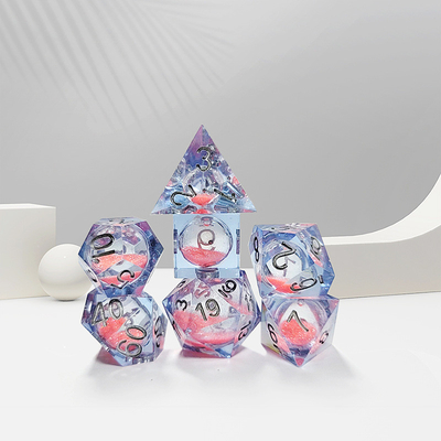 Sabbia di flusso rosa Blu Cristallo Resina Dici multi-laterali fatti a mano