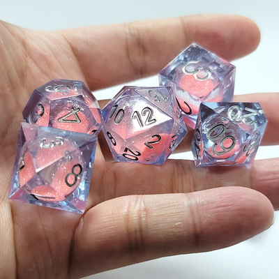 Sabbia di flusso rosa Blu Cristallo Resina Dici multi-laterali fatti a mano