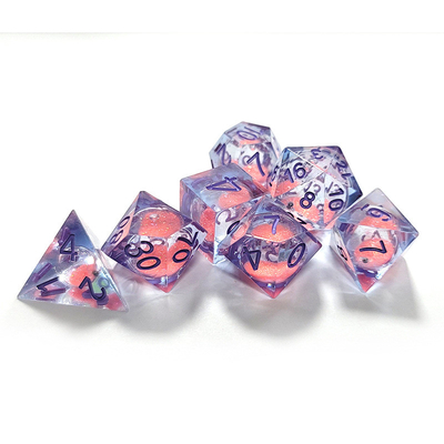 Rosso liquido di sabbia fluente resina poliedrico dadi Multi - Noodle Tablet gioco di dadi set