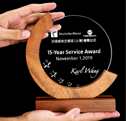 Trofei di resina personalizzati Trofeo di combinazione di cristallo e legno massello