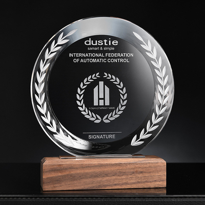 Trofei in resina personalizzati a base di legno Trofeo in cristallo personalizzato