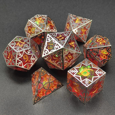 Resina viola e fiocco di neve telaio di metallo gioco di ruolo specifico a tavola a dadi a più lati