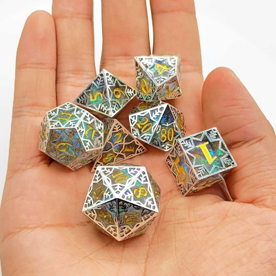 Resina viola e fiocco di neve telaio di metallo gioco di ruolo specifico a tavola a dadi a più lati