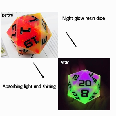 Gioco a 20 lati di resina luminosa a dadi DND COC TRPG