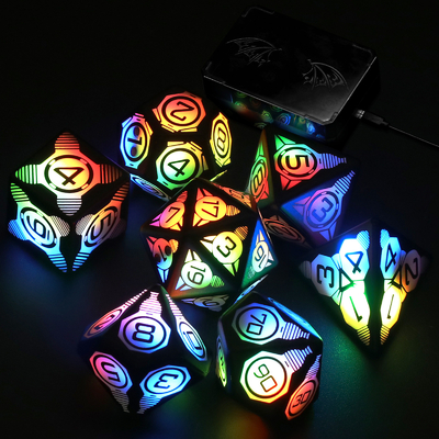 Plastico LED Dici luminosi Ricaricabile Calcio Gioco da tavolo Dici multi facce Set