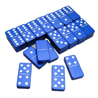 Doppio 6 Sei Metalli Domino Set Con 28 Giant Alloy Aluminum Domino Blocks Laser Printed Desktop Game