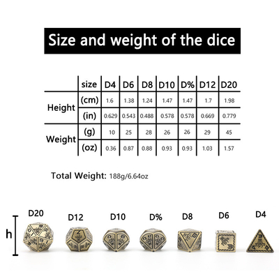 Electroplated Vintage Colored Octopus Metal Dnd Dice Set Dragon e Dragon Chessboard Game Dice