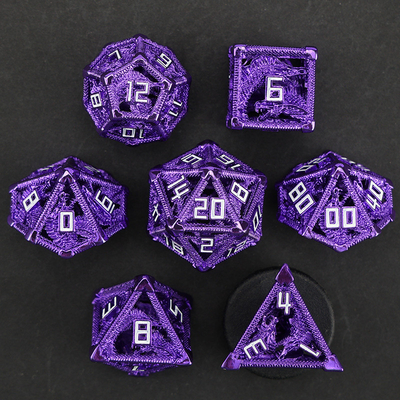 Metallico set di dadi cavi poligonale drago DND letame dungeon e drago dadi 7 dadi