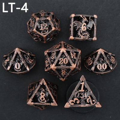 Metallico set di dadi cavi poligonale drago DND letame dungeon e drago dadi 7 dadi