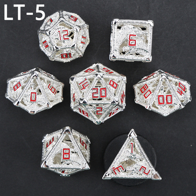 Metallico set di dadi cavi poligonale drago DND letame dungeon e drago dadi 7 dadi