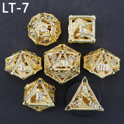 Metallico set di dadi cavi poligonale drago DND letame dungeon e drago dadi 7 dadi