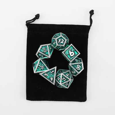Green DND Dragon e Dungeon Metal Dice Set Customized Personalized Rune Dice Set