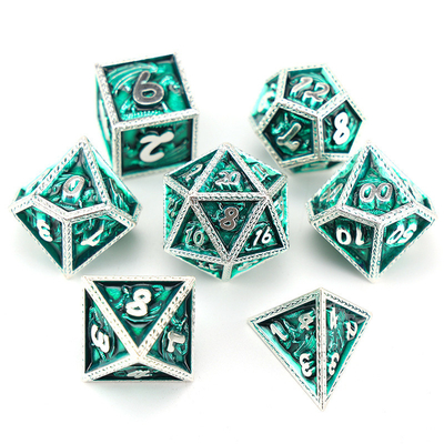 Green DND Dragon e Dungeon Metal Dice Set Customized Personalized Rune Dice Set