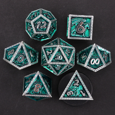 Green DND Dragon e Dungeon Metal Dice Set Customized Personalized Rune Dice Set