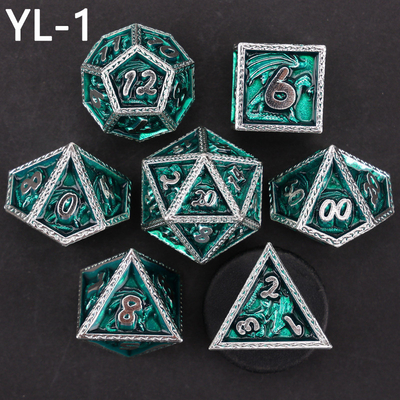 Green DND Dragon e Dungeon Metal Dice Set Customized Personalized Rune Dice Set