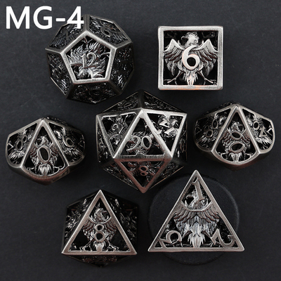 Set di dadi metallici cavi poliedro con dadi personalizzati gioco da tavolo di drago e drago